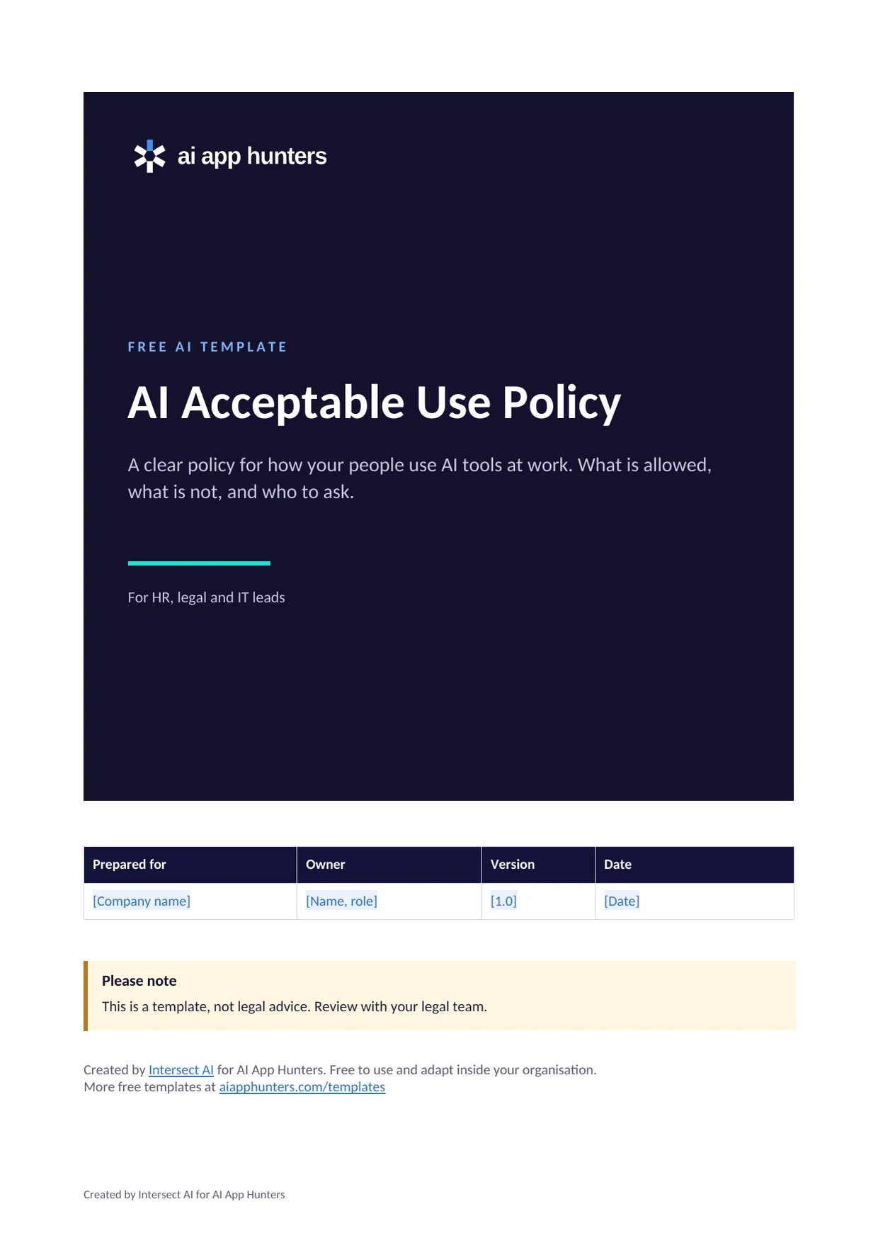 AI Acceptable Use Policy, preview 1 of 5