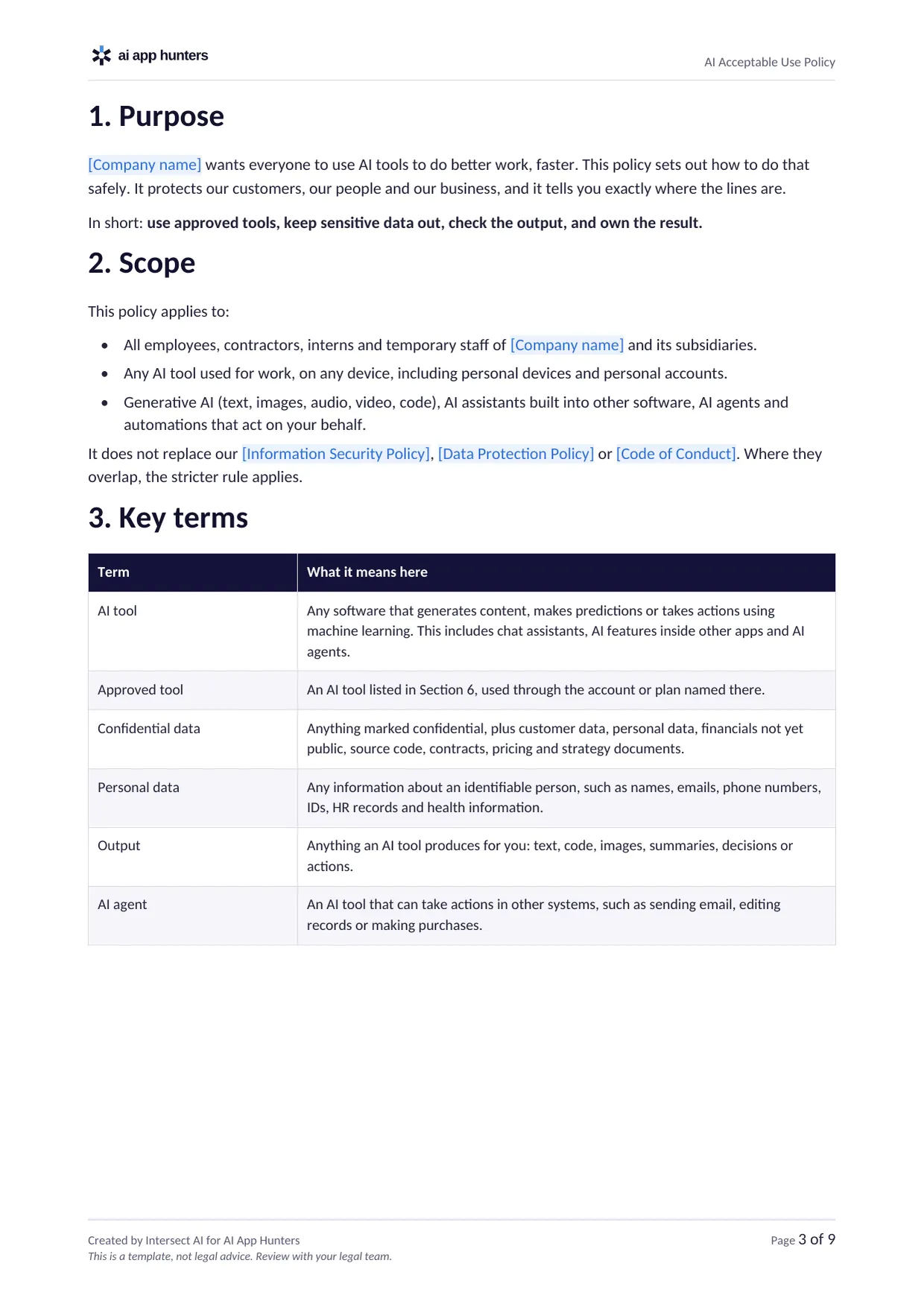 AI Acceptable Use Policy, preview 3 of 5