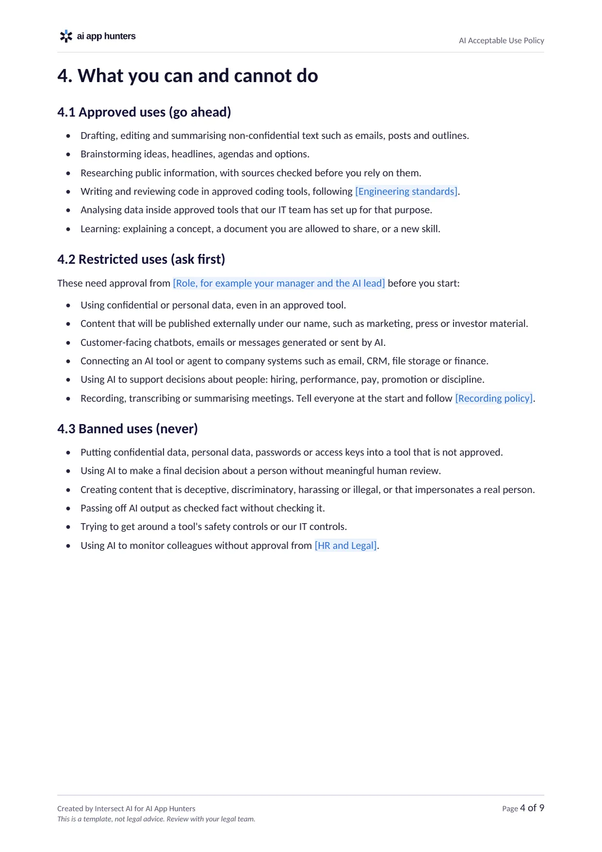 AI Acceptable Use Policy, preview 4 of 5