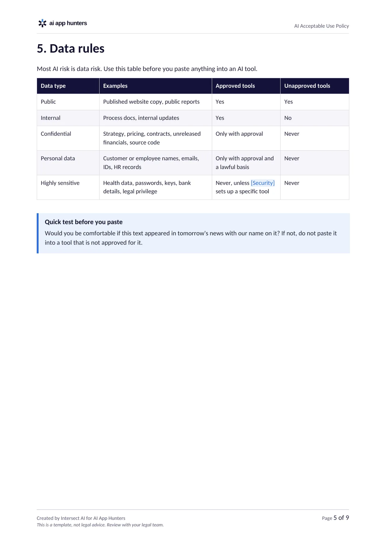 AI Acceptable Use Policy, preview 5 of 5