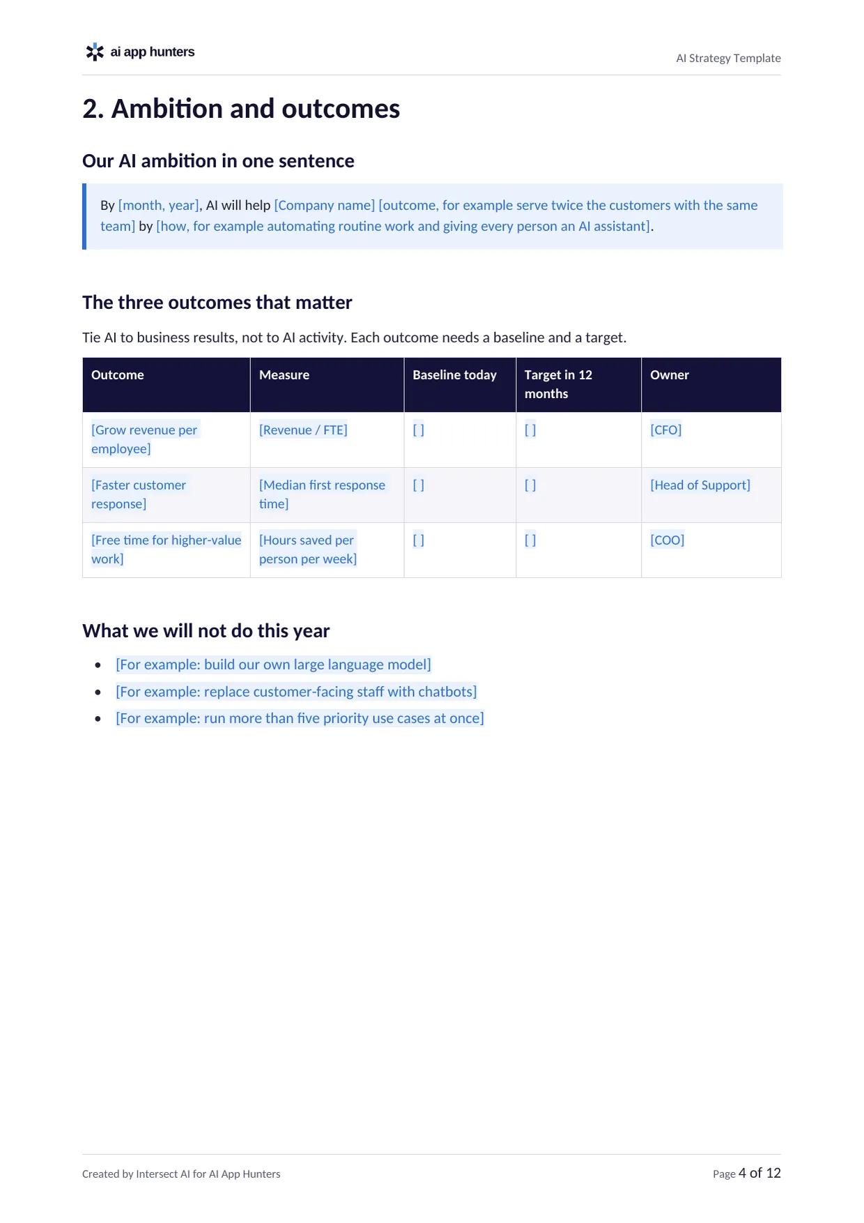 AI Strategy Template (50 to 500 employees), preview 4 of 5