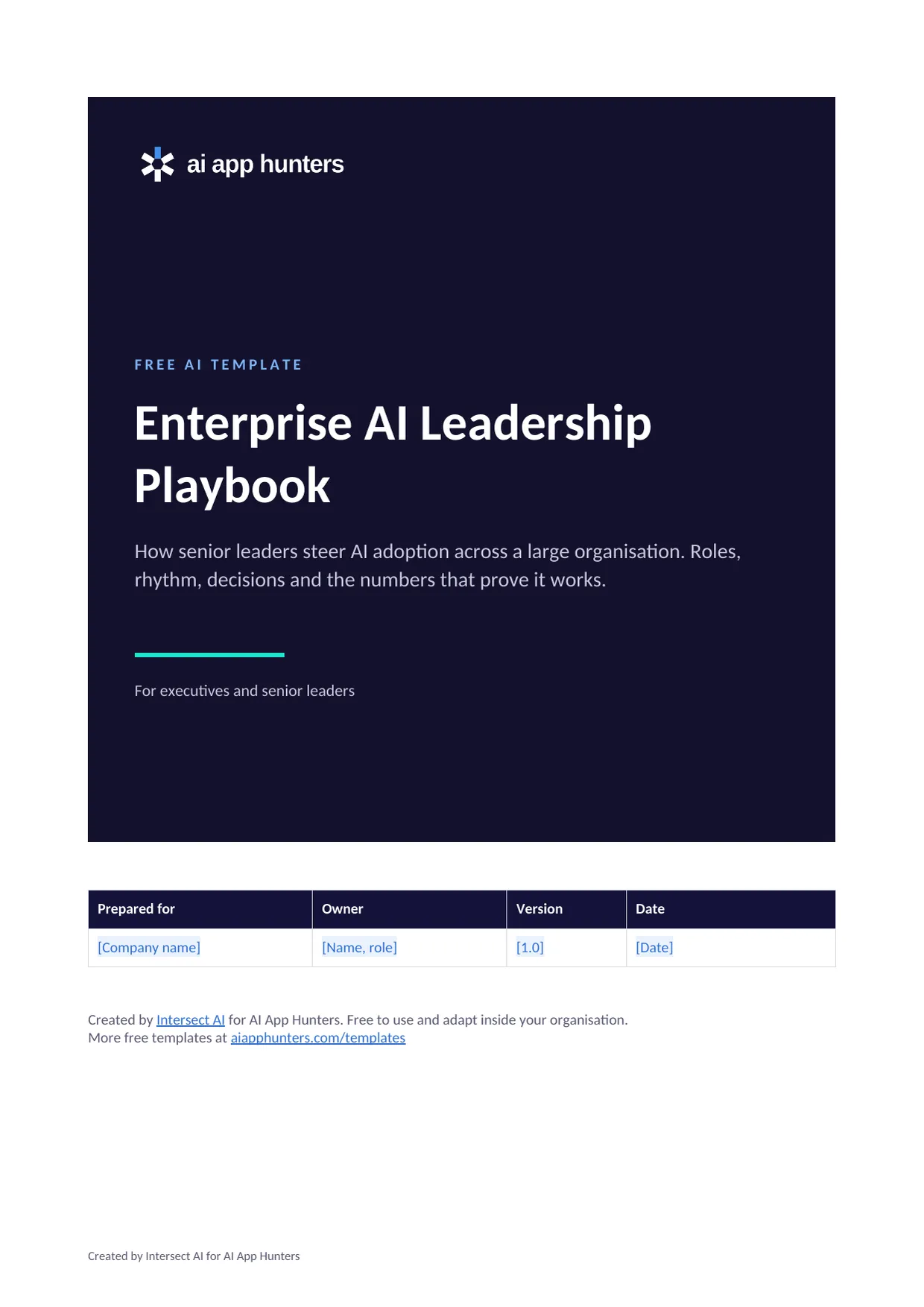 Enterprise AI Leadership Playbook, preview 1 of 5