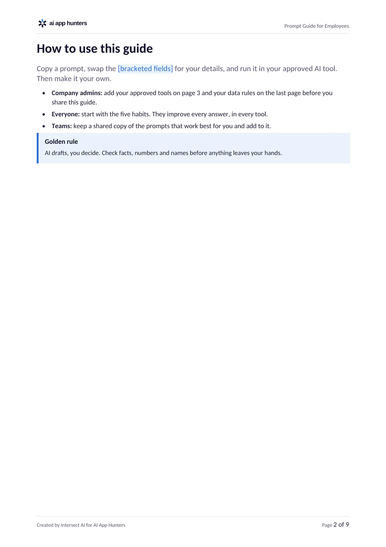 Prompt Guide for Employees, preview 2 of 5