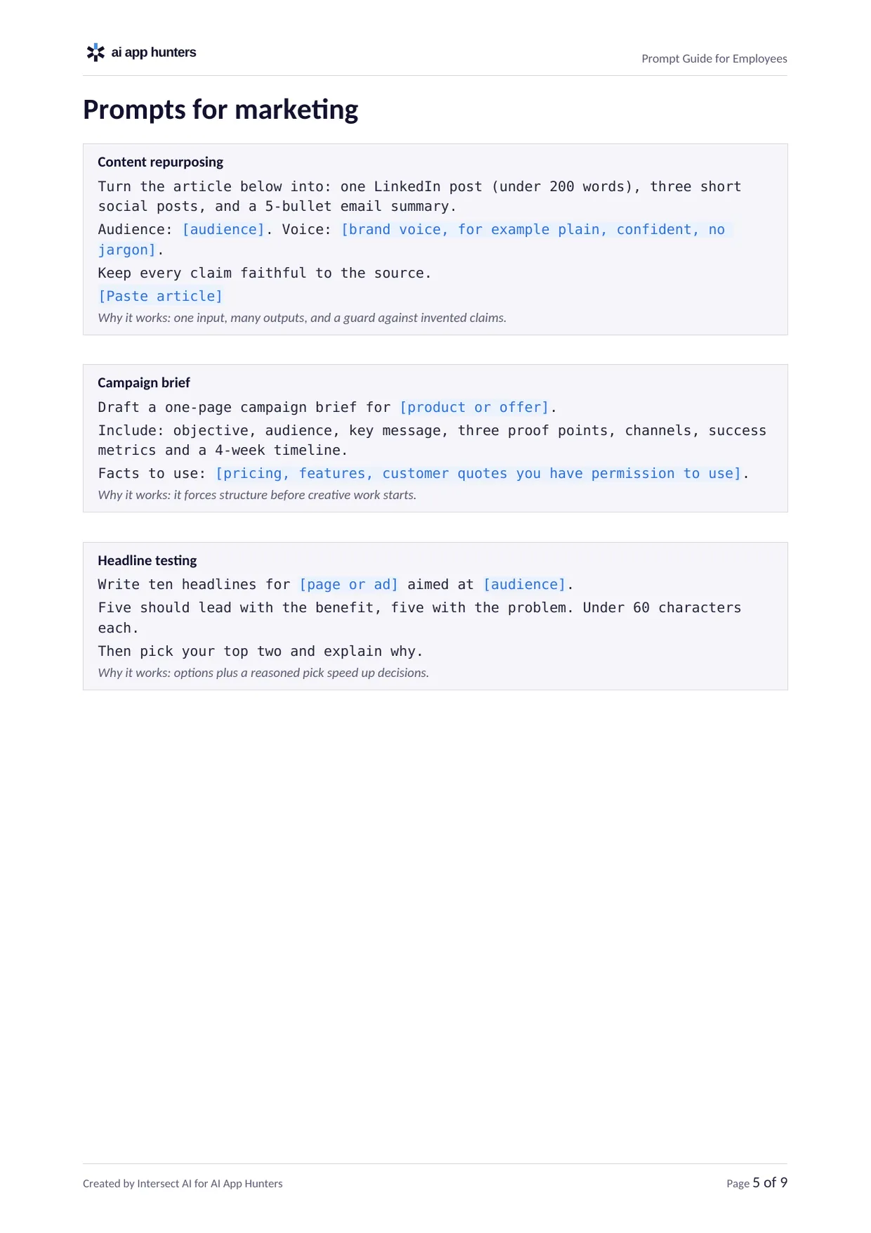Prompt Guide for Employees, preview 5 of 5